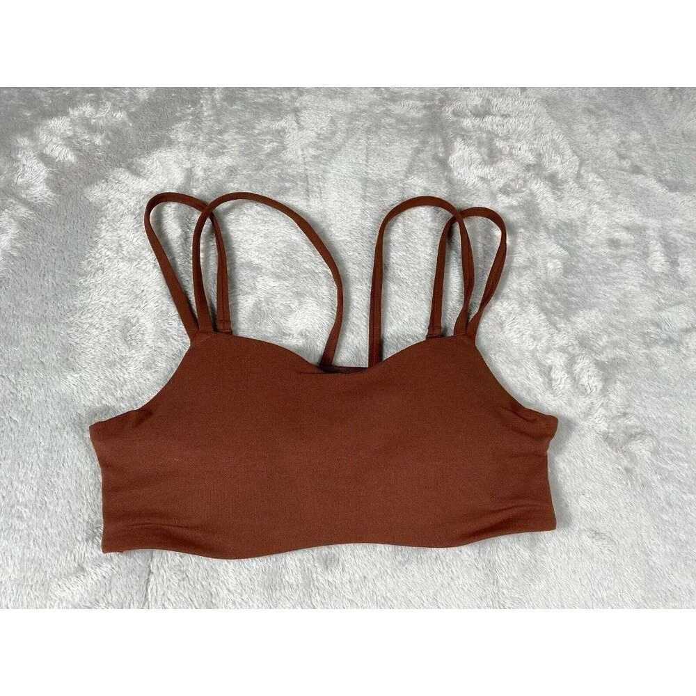 Womens Sports Bra Size S Brown Strappy Padded Nike DriFit